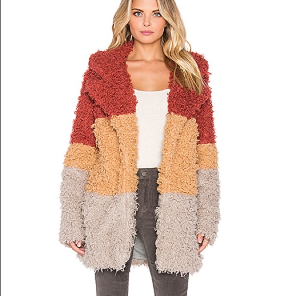 Mink Pink Free Spirit Faux Fur Shag Jacket Coat